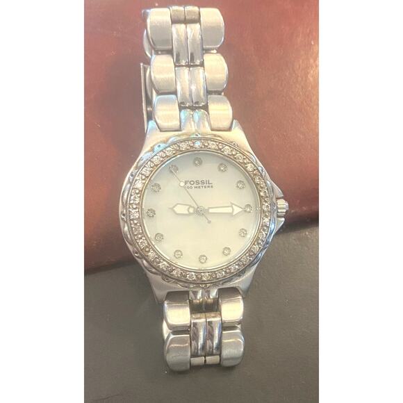 Women's Silver tone AM-3479 Fossil Blue Watch, WR 100M, Locking Clasp - Picture 3 of 4